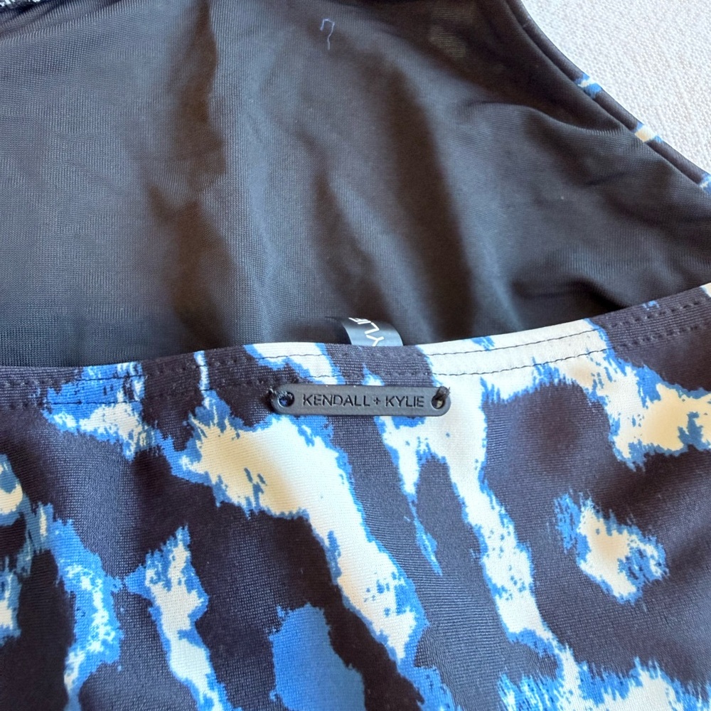 Topshop Black, White and Blue Leopard-Print One-Piece Swimsuit - Picture 2 of 4